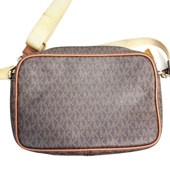 Michael Kors Brown & Tan Fulton Sport Monogram Medium Crossbody Bag Purse - Picture 3 of 12